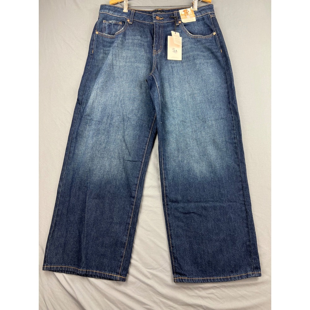 Sincerely Jules Jeans Womens 9/29 Low Rise Baggy Wide Leg Blue Cotton NWT